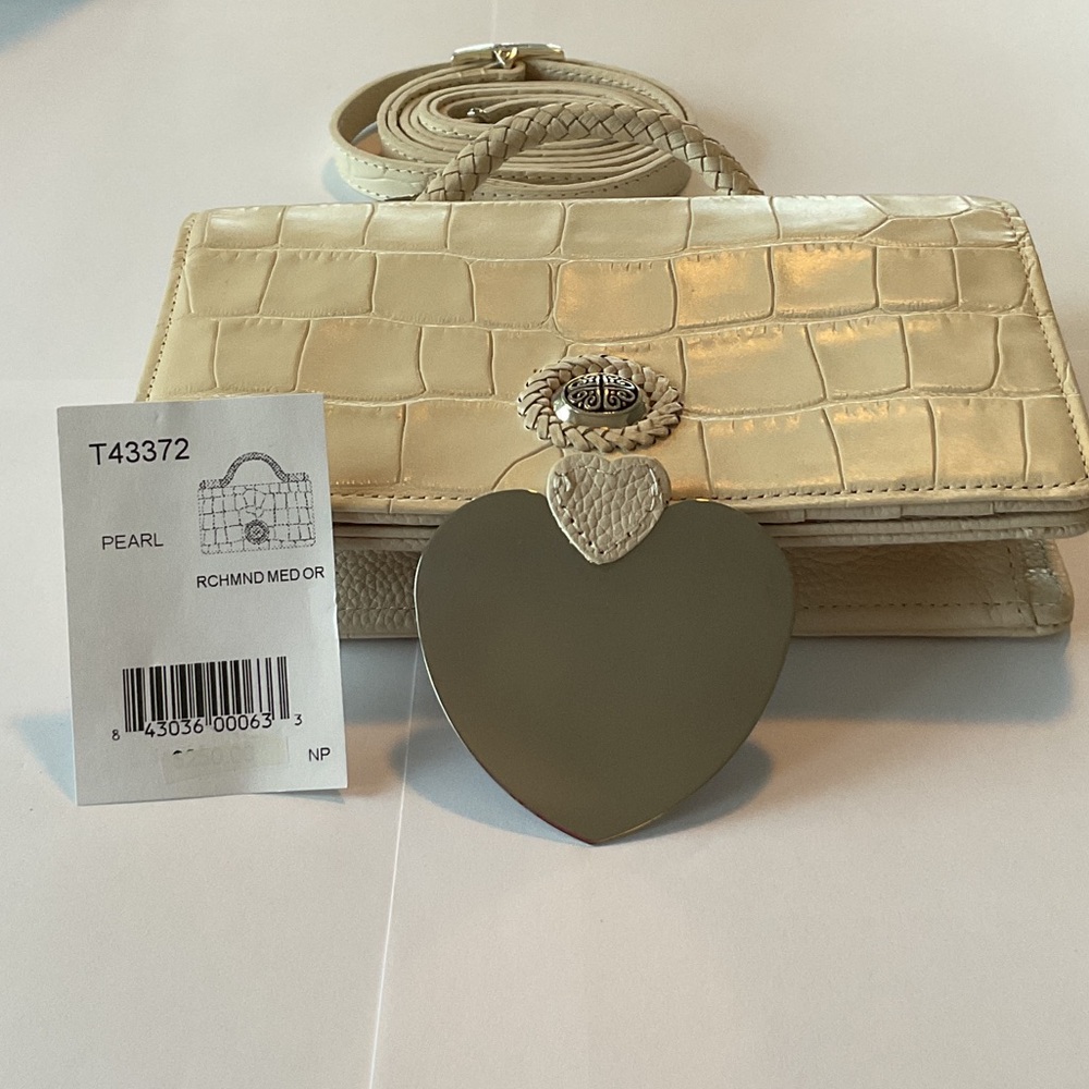 Brighton Pearl Cream Croc-Embossed Clutch